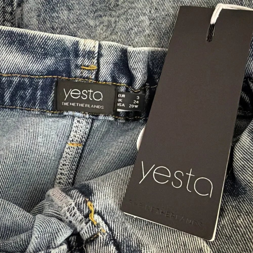 NWT Yesta Bleach Blue Zip Pockets Denim Skirt Elastic Waist #0905 Size 20 - Picture 6 of 6